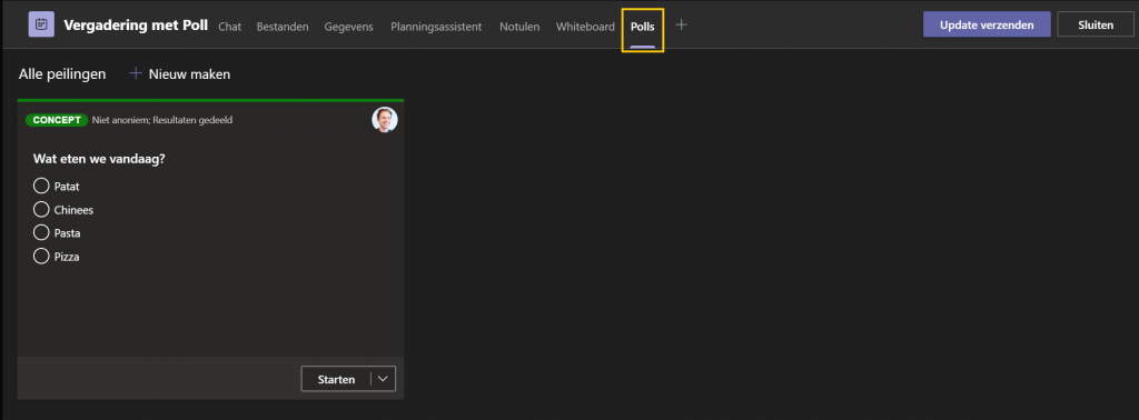 De poll is aangemaakt