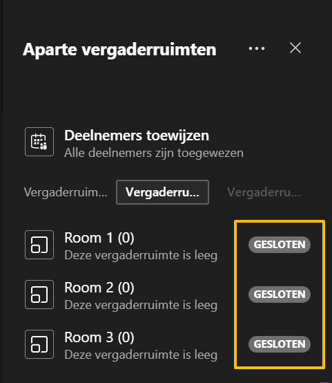 Aanmaken Breakout Rooms